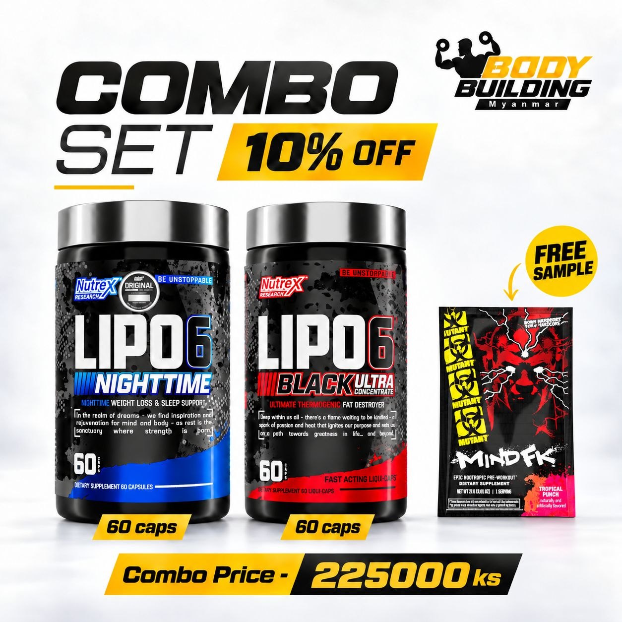(10%OFF) LIPO 6 BACK (60 CAPS) + LIPO NIGHT (30 CAPS) + FREE SAMPLE