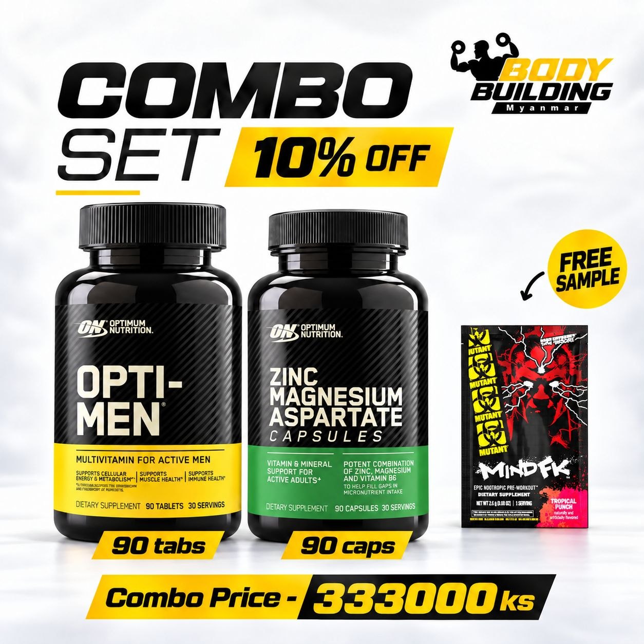 (10% OFF) ON OPTI MEN (90 TABS) + ON ZMA (90 CAPS) + FREE SAMPLE